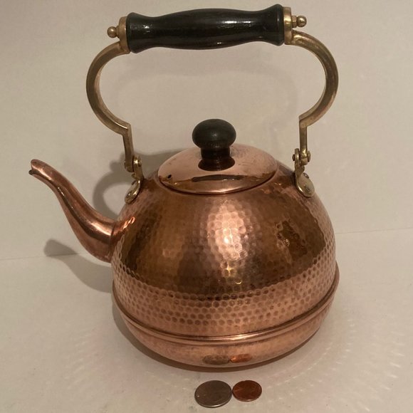 Vintage Metal Copper and Brass Teapot, Kettle - Picture 1 of 6
